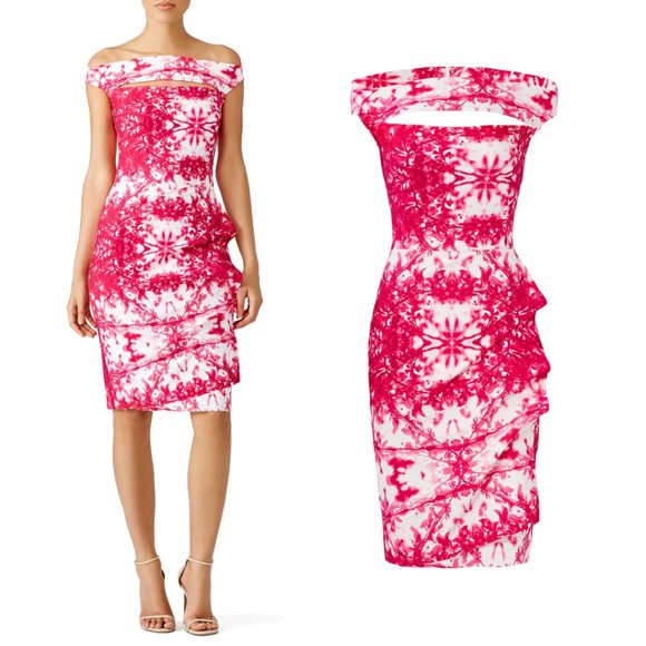 La Petite Robe di Chiara Boni Pink Melania Dress Cutout Off Shoulder Sheath - Picture 1 of 14